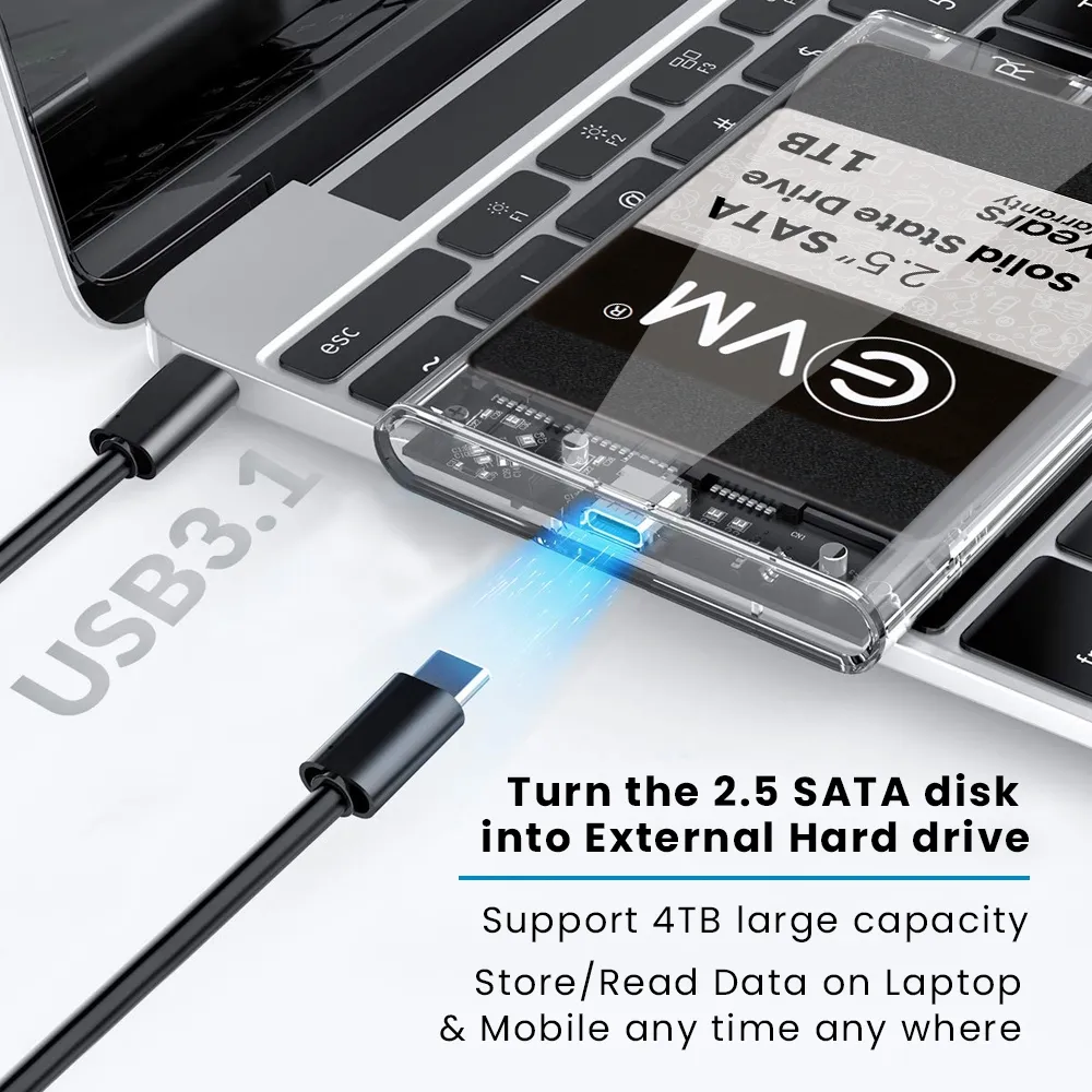 EVM SSD Casing 2.5 Inch Sata USB 3.1 Type-C (ESC-TP02) view 4